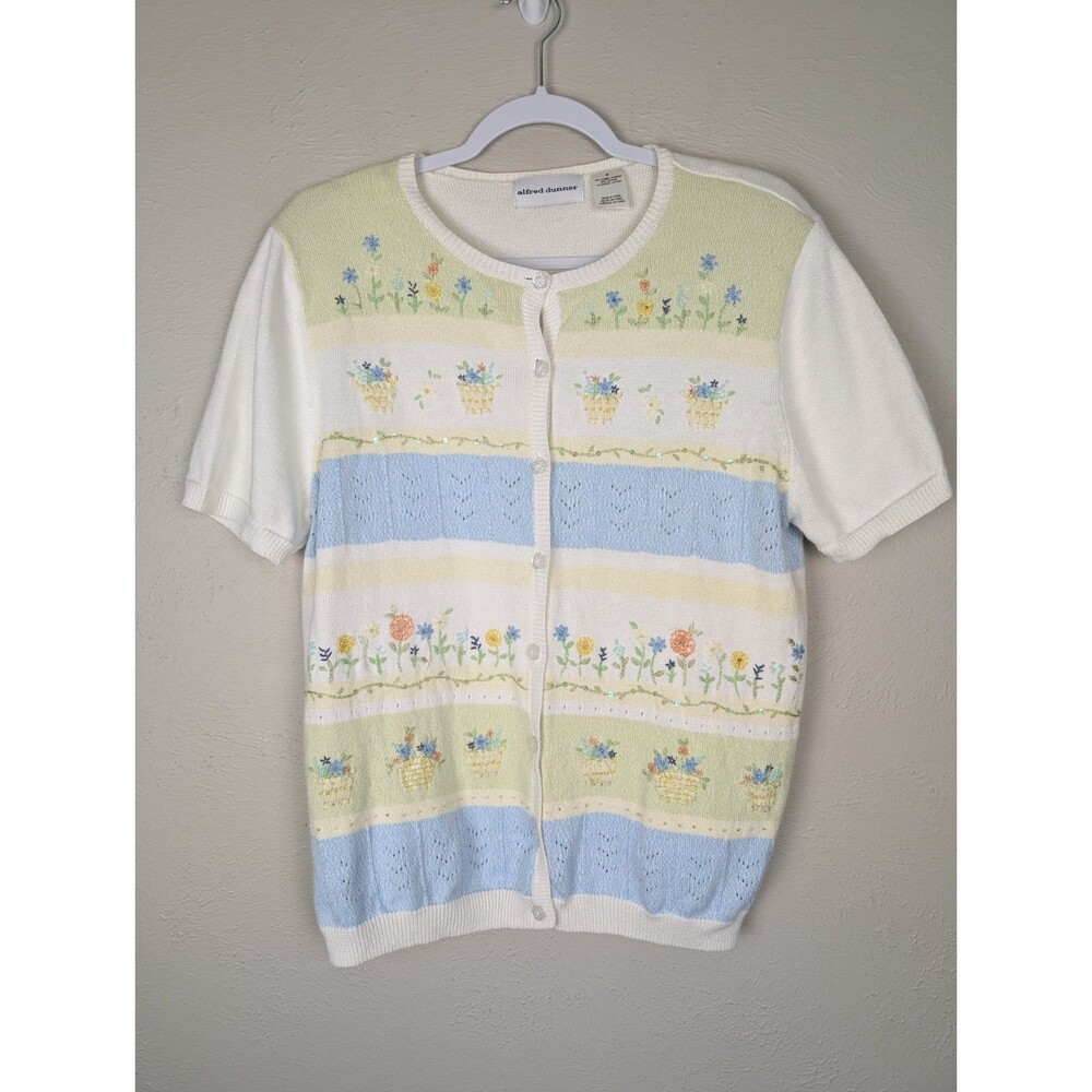 Alfred Dunner Floral Embroidered Beaded Sweater